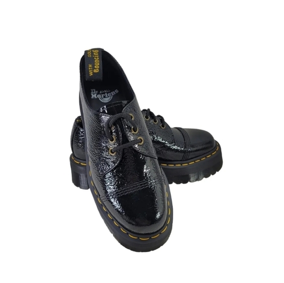 Dr.Martens 1461 Quad Platform Distressed Patent Leather Oxfords Wms USM 7 USL 8 - Picture 2 of 11